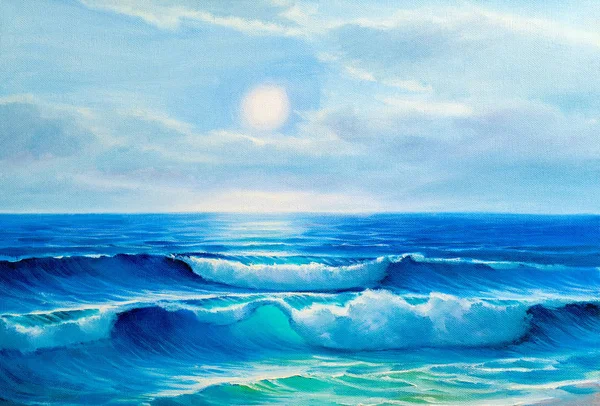 Schilderij van zeegezicht. Zee Golf. — Stockfoto