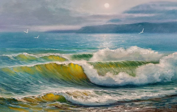 Seascape malarstwo. Sea fala. — Zdjęcie stockowe