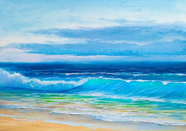 Morning Sea Wave Illustration Oil Painting — Stock Photo, Image