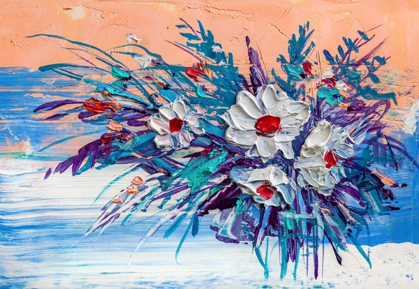 Olejomalba Kytice Květin Impresionistický Styl — Stock fotografie