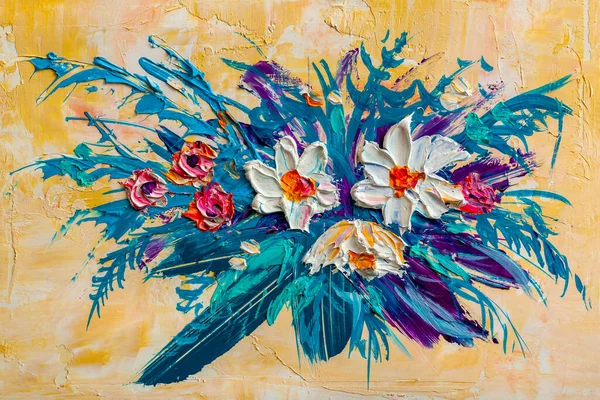 Peinture Huile Marguerites Fleurs Dans Jardin — Photo