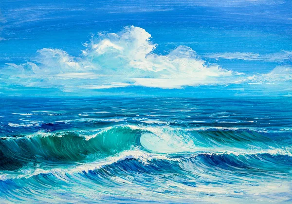 Ráno Moři Vlna Ilustrace Olejomalba Barvy Plátně — Stock fotografie