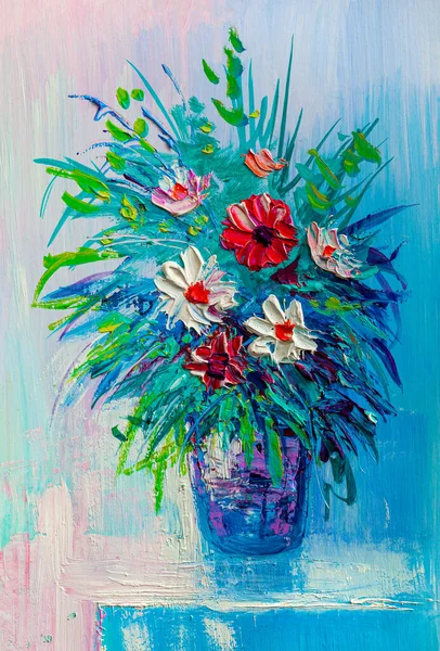 Pintura Óleo Buquê Flores Estilo Impressionista — Fotografia de Stock