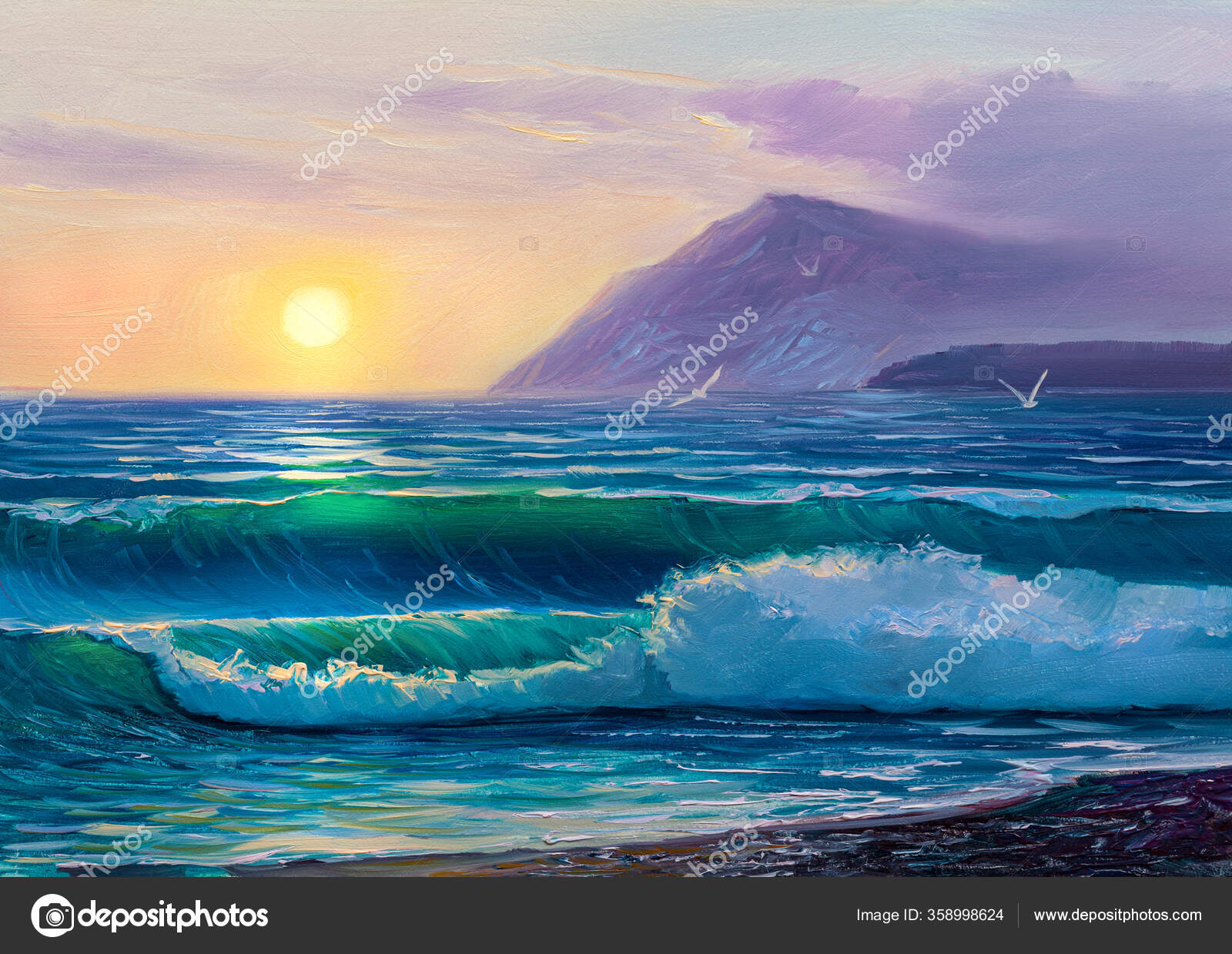 海の上の朝 イラスト キャンバス上の油絵具 ストック写真 C Sbelov 海の上の朝 イラスト キャンバス上の油絵具 ストック写真 C Sbelov