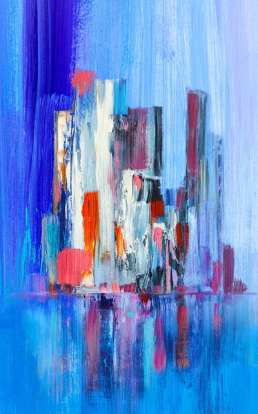 Pintura Artística Rascacielos Estilo Abstracto Paisaje Urbano Panorama —  Fotos de Stock