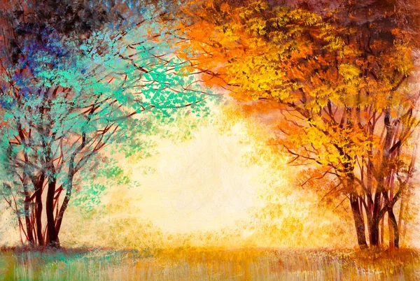 Аллея Через Парк Осенний Сезон Красочный Осенний Пейзаж — стоковое фото