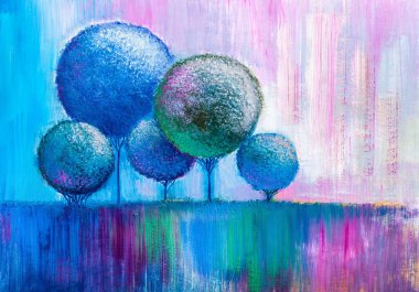 Manzara resmi, parkta süslü ağaçlar. 