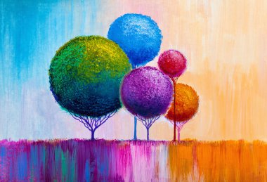 Manzara resmi, parkta süslü ağaçlar. 