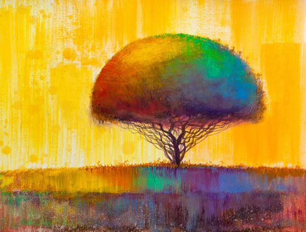 Yağlı Boya Manzara Renkli Ağaç Boyalı Empresyonist Açık Hava Manzarası — Stok fotoğraf