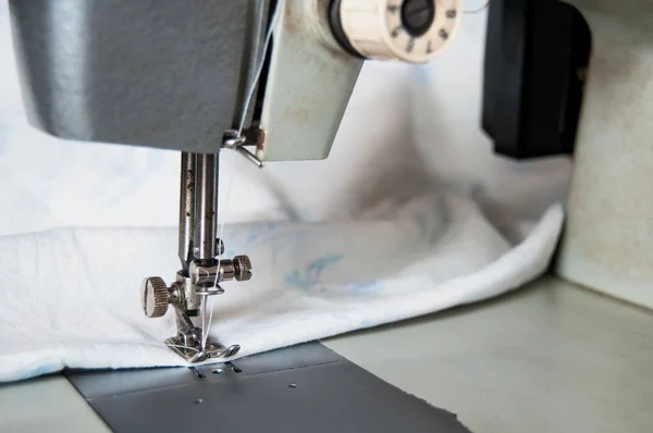 Sewing process white material — Stock Photo, Image