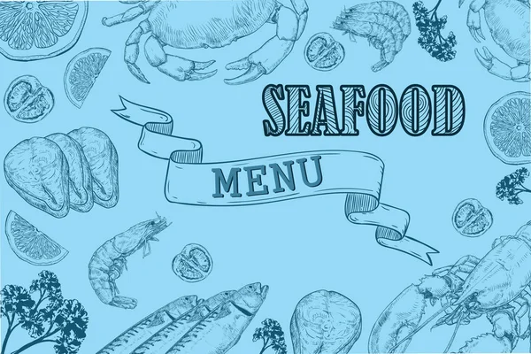 Vintage seafood restaurant flyer — Stock Vector