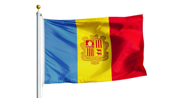 Bandera Andorra, aislada con ruta de recorte alfa transparencia del canal —  Fotos de Stock