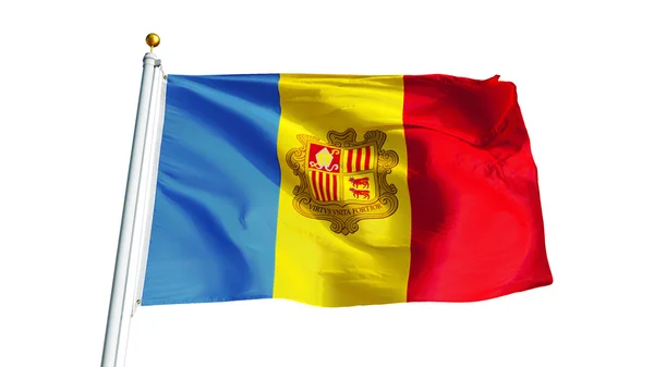 Bandera Andorra, aislada con ruta de recorte alfa transparencia del canal —  Fotos de Stock