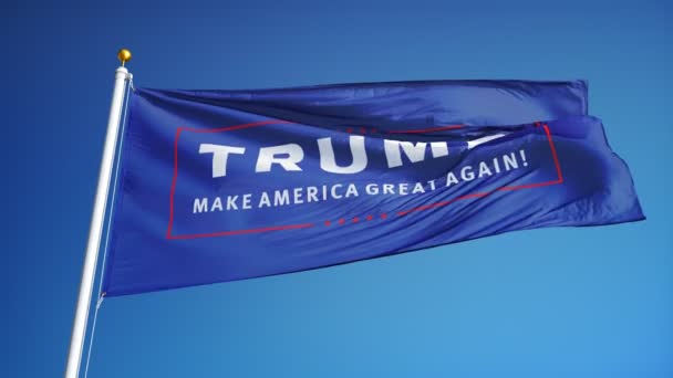 Vota por Donald John Trump, bandera "Hacer que Estados Unidos vuelva a tener grandeza " — Vídeo de stock