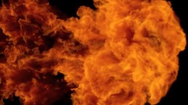 Tam ekran yüksek hızlı ateş topu patlama soldan sağa doğru ağır çekim yangın