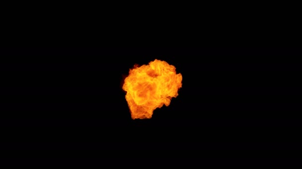Hög hastighet Fire boll explosion mot kameran, cross frame framåt övergång — Stockvideo