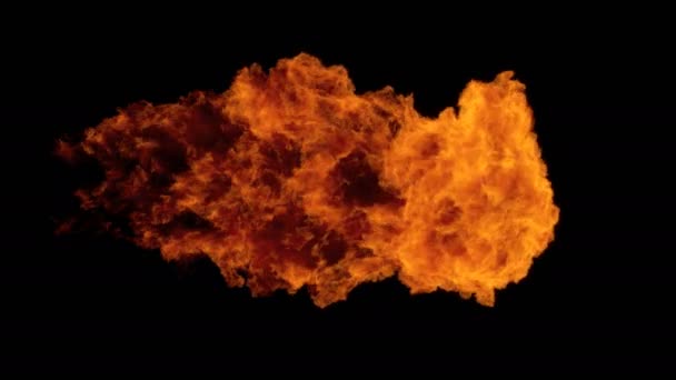 Explosão de bola de fogo de alta velocidade da esquerda para a direita, lança-chamas de fogo em câmera lenta — Vídeo de Stock