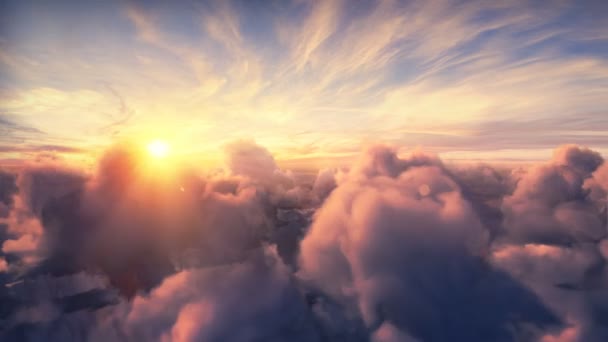 Flying over beautiful evening timelapse clouds, seamlessly looped — Stock Video