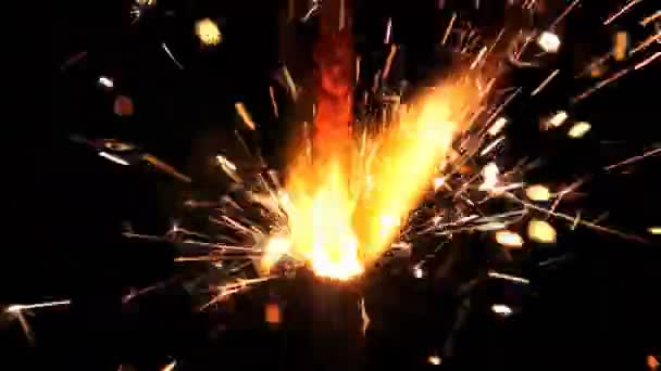Feuerwerkskörper brennen isoliert von oben bis unten — Stockvideo