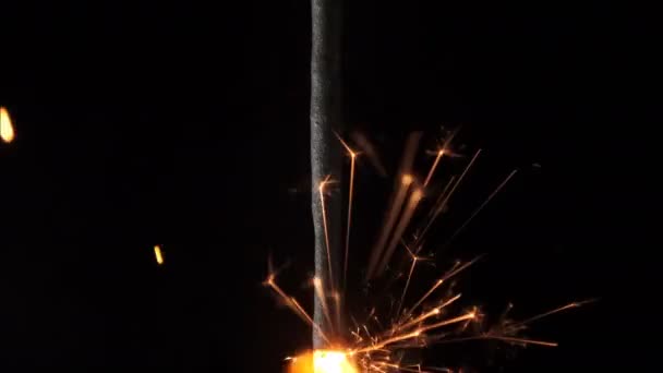 Fogos de artifício de queima de faísca isolados de baixo para cima — Vídeo de Stock