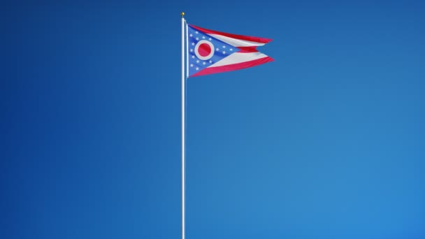 Drapeau de l'Ohio (État des États-Unis) au ralenti en boucle transparente avec alpha — Video