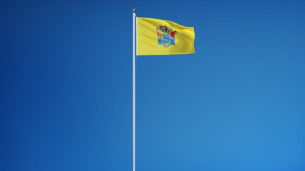 Nova Jersey (estado dos EUA) bandeira em câmera lenta perfeitamente looped com alfa — Vídeo de Stock
