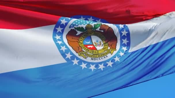 スローモーションでミズーリ州旗はアルファでシームレスにループ — ストック動画