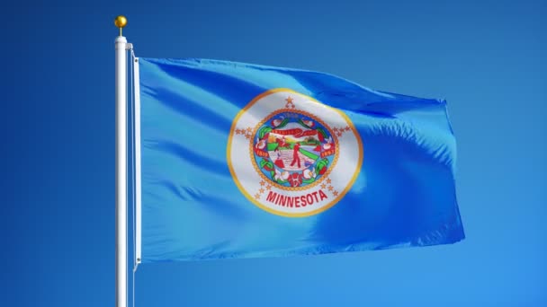 Minnesota (État des États-Unis) drapeau au ralenti en boucle transparente avec alpha — Video