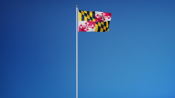 Maryland (État des États-Unis) drapeau au ralenti en boucle transparente avec alpha — Video