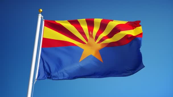 Bandera de Arizona (estado de los Estados Unidos) en cámara lenta en bucle continuo con alpha — Vídeo de stock