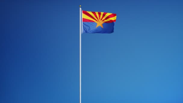 Arizona (US-Bundesstaat) Flagge in Zeitlupe nahtlos mit Alpha — Stockvideo