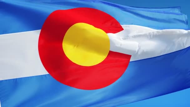 Bandiera Colorado (stato degli Stati Uniti) al rallentatore perfettamente in loop con alfa — Video Stock