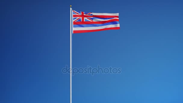 Hawaii (VS) vlag in slowmotion naadloos lus met alpha — Stockvideo