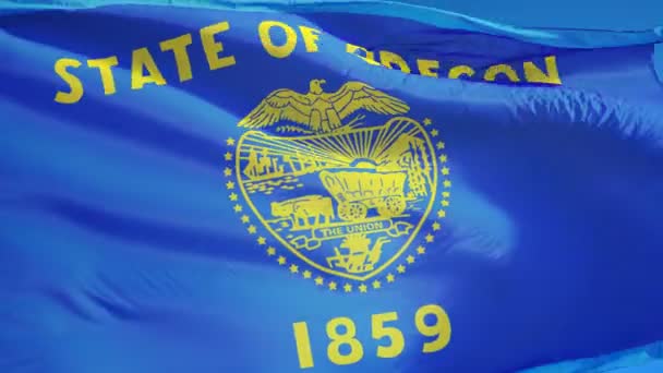 Oregon (VS) vlag in slowmotion naadloos lus met alpha — Stockvideo
