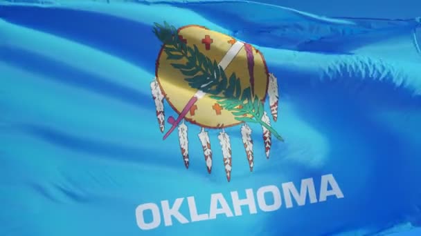 Oklahoma (US) statsflagga i slow motion loopas sömlöst med alpha — Stockvideo