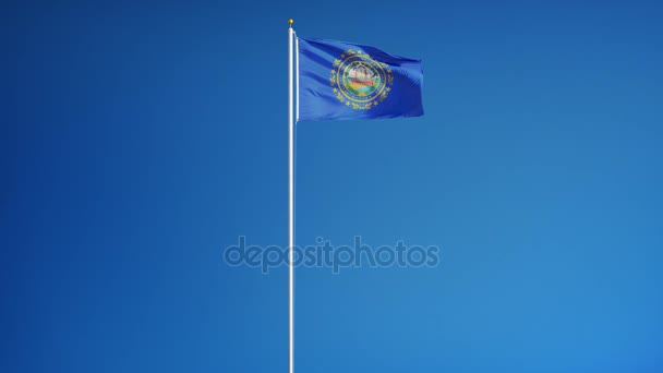 Flaga New Hampshire (stanu USA) w zwolnionym tempie bezproblemowo zapętlone z alfa — Wideo stockowe