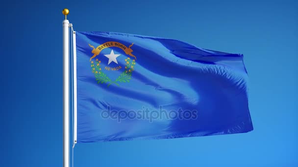 内华达州 （美国） 国旗在慢动作中的无缝环与阿尔法 — 图库视频影像