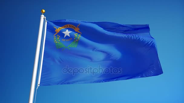 Флаг Невады (штат США) в замедленной съемке плавно зациклен на альфе — стоковое видео