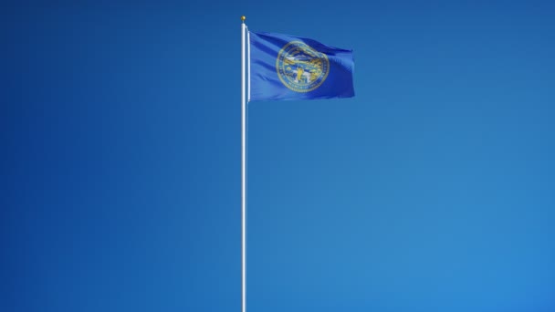 Bandera de Nebraska (estado de los Estados Unidos) en cámara lenta en bucle continuo con alpha — Vídeos de Stock