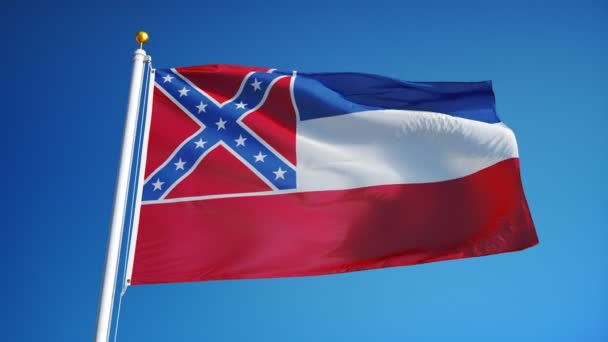 Mississippi (amerikansk stat) flag i slowmotion problemfrit looped med alfa – Stock-video