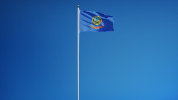 Idaho (US-Bundesstaat) Flagge in Zeitlupe, nahtlos mit Alpha verbunden — Stockvideo