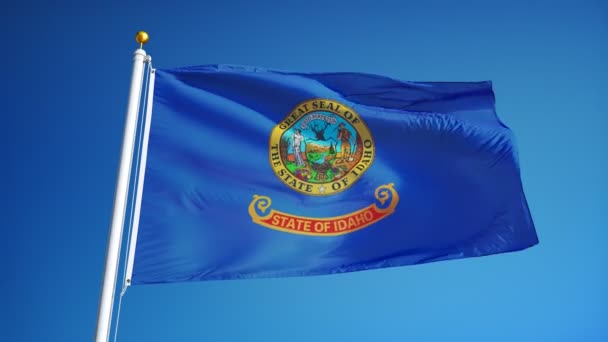 Drapeau Idaho (État des États-Unis) au ralenti en boucle transparente avec alpha — Video