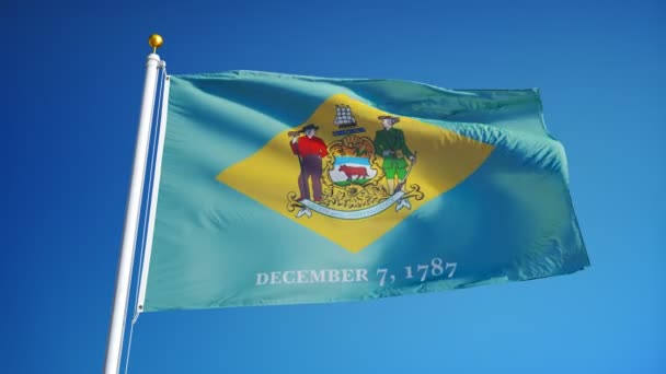 Connecticut (estado dos EUA) bandeira em câmera lenta perfeitamente looped com alfa — Vídeo de Stock