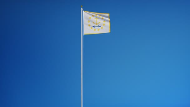 Drapeau Rhode Island (États-Unis) au ralenti en boucle transparente avec alpha — Video