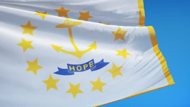 Rhode Island (ABD Devleti) bayrağı yavaş sorunsuz Alfa ile ilmekledi — Stok video
