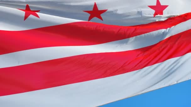 La bandera de Washington D.C en cámara lenta giraba sin problemas con alpha — Vídeo de stock