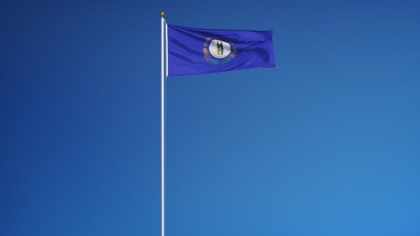 Kentucky (AS) flag dalam gerak lambat dilingkarkan dengan alpha — Stok Video