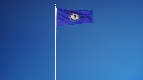 Drapeau du Kentucky (État des États-Unis) au ralenti en boucle transparente avec alpha — Video