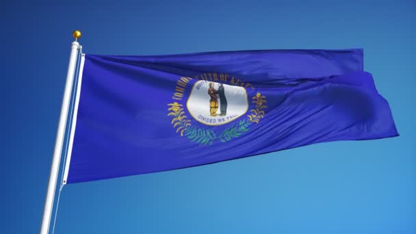 Флаг Кентукки (штат США) в замедленной съемке плавно зациклен на альфе — стоковое видео