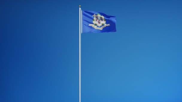 Κονέκτικατ (Πολιτεία ΗΠΑ) σημαία σε αργή κίνηση looped απρόσκοπτα με άλφα — Αρχείο Βίντεο